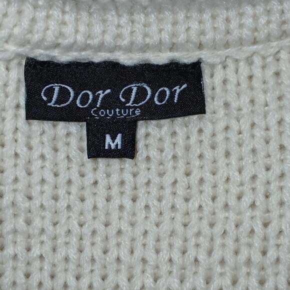 WOMENS DOR DOR COUTURE SHERPA WINTER WHITE SUEDE SWEATER COAT CREAM SIZE M - Picture 6 of 16